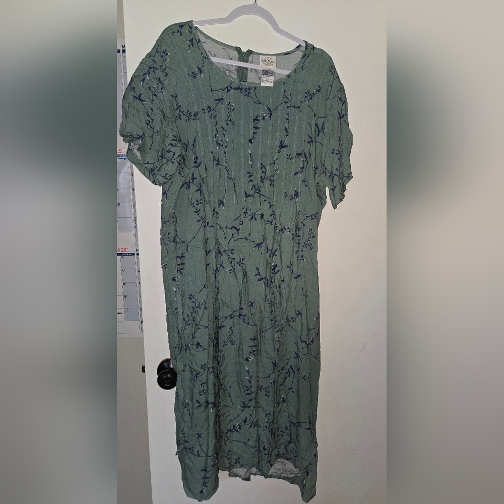 Vintage Floral Green Dress